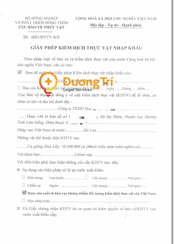 Hướng dẫn Thủ tục Giấy phép kiểm dịch thực vật nhập khẩu Mới nhất