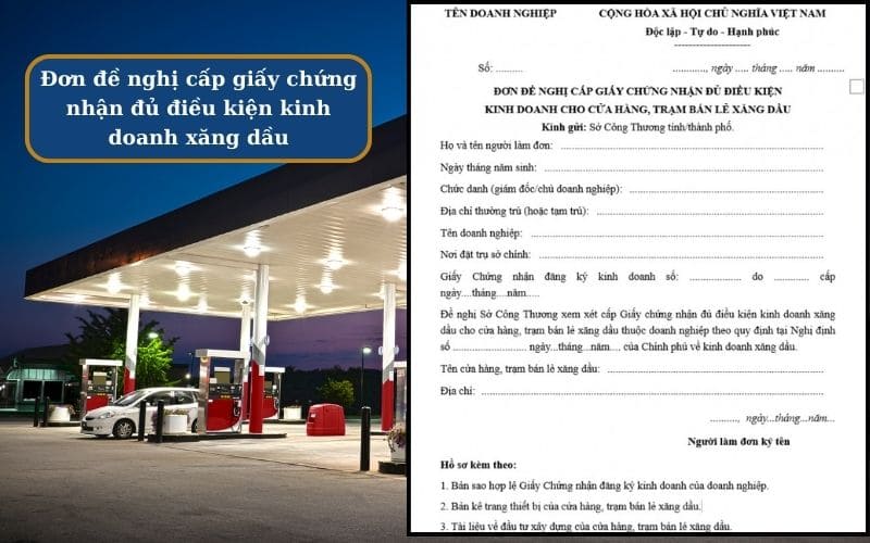 mẫu đơn đề nghị cấp ph&eacute;p cơ sở đủ điều kiện kinh doanh xăng dầu
