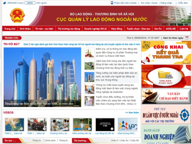 web tra cứu giấy phép xuất khẩu lao động