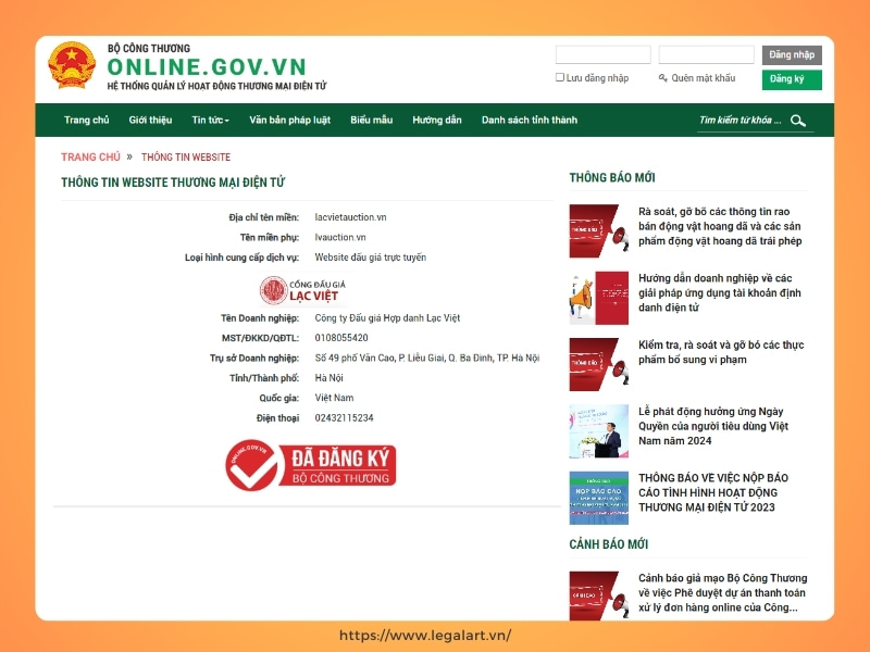 C&aacute;ch 1: Kiểm tra website đ&atilde; đăng k&yacute; bộ c&ocirc;ng thương qua Logo v&agrave; Link chứng nhận